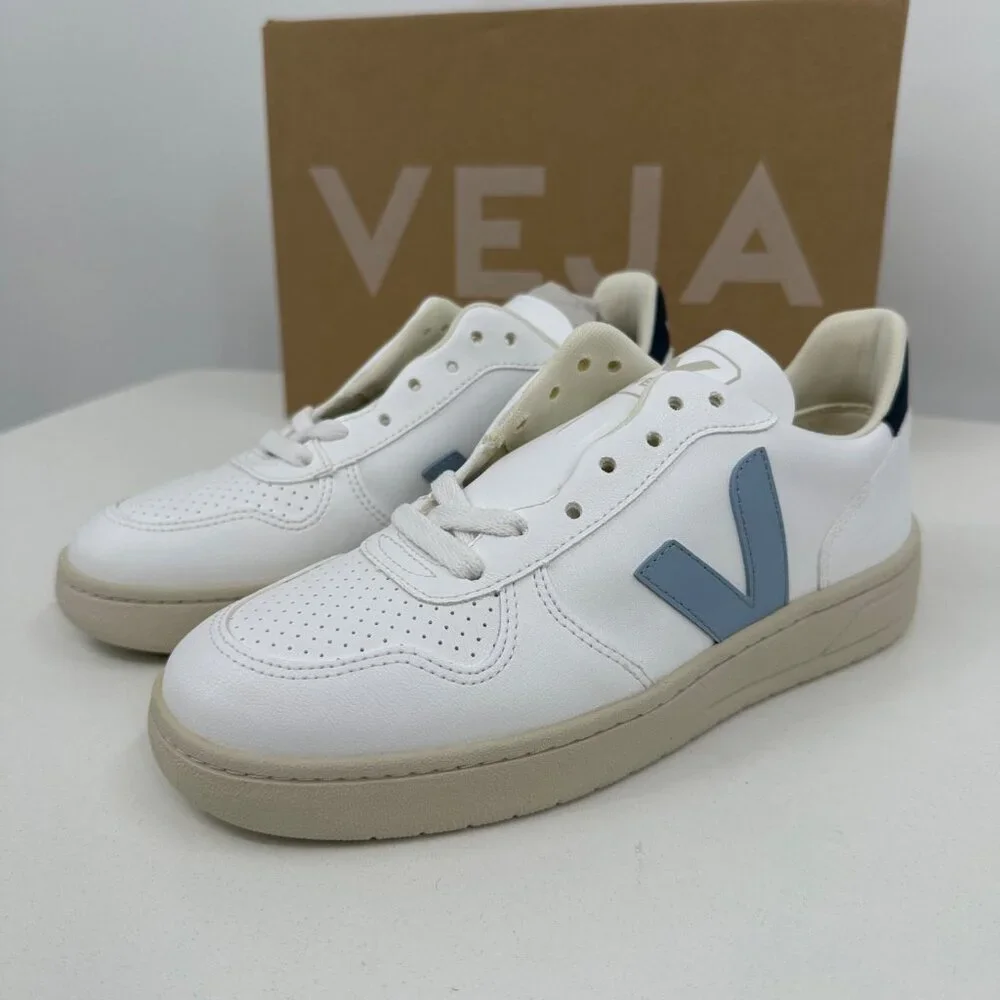 Veja V-10 CWL Sneakers sz 5 Women's 36 EU White/Steel/Nauti Vegan Leather BRAZIL - Picture 3 of 15
